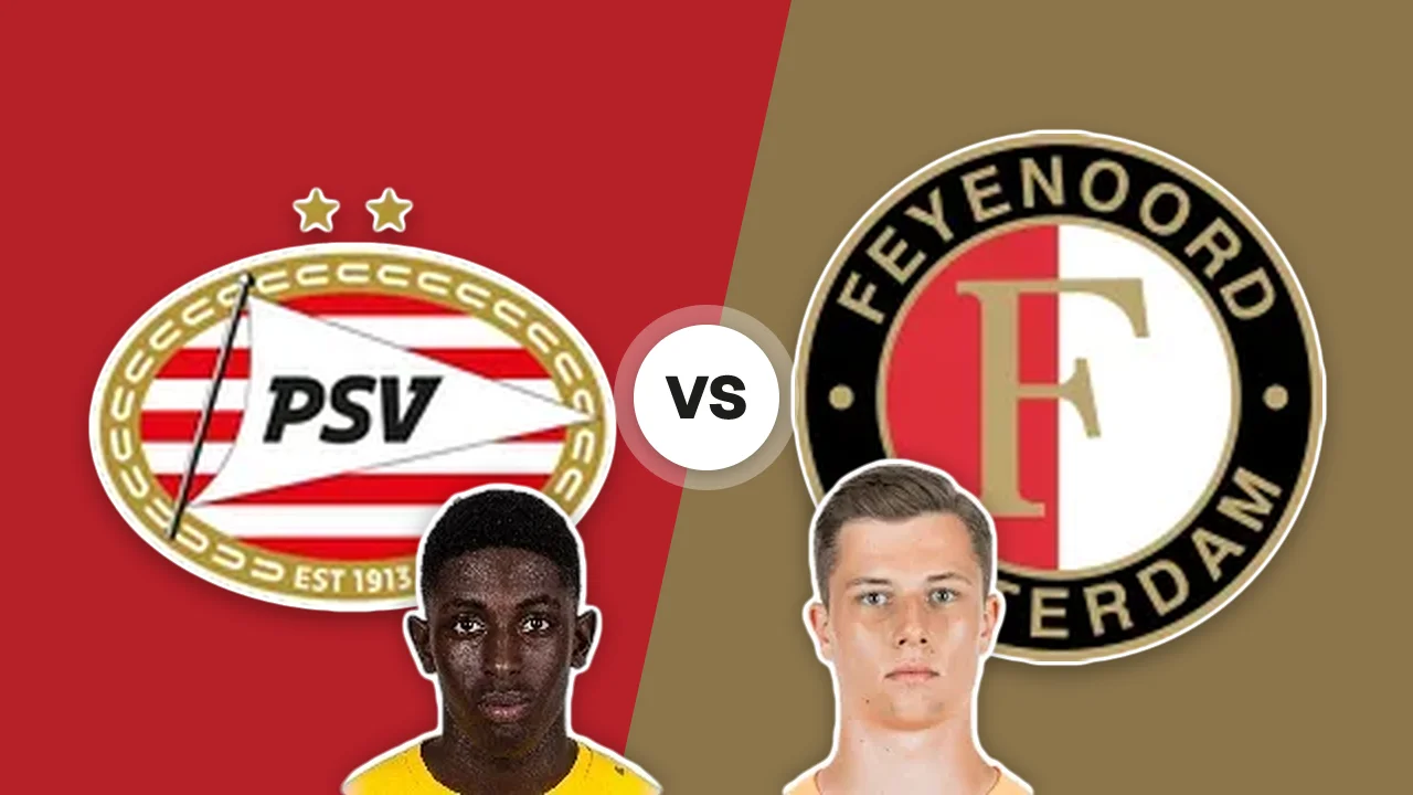 PSV Eindhoven-Feyenoord: gli scudi delle due squadre con Khadim Ngom e T. Ernst
