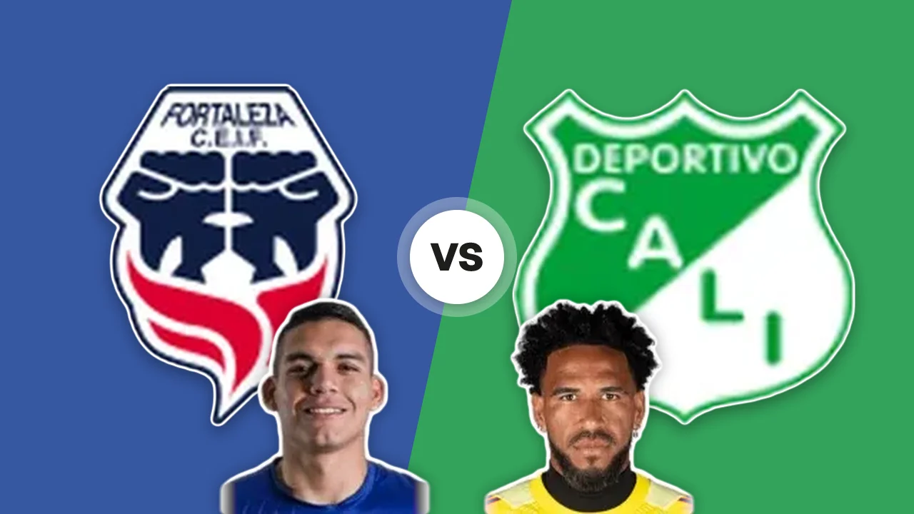 Fortaleza FC-Deportivo Cali: gli scudi delle due squadre con C. Santander e P. Gallese