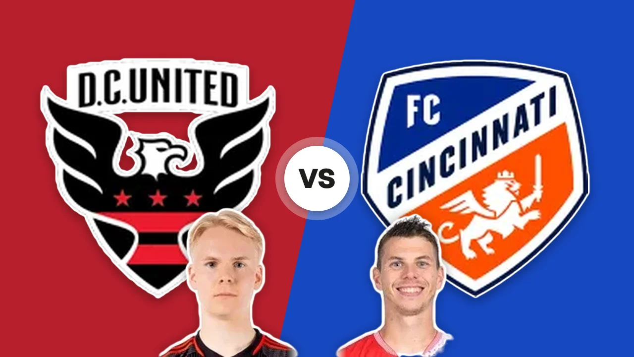 DC United-FC Cincinnati: gli scudi delle due squadre con M. Peltola e D. Douděra